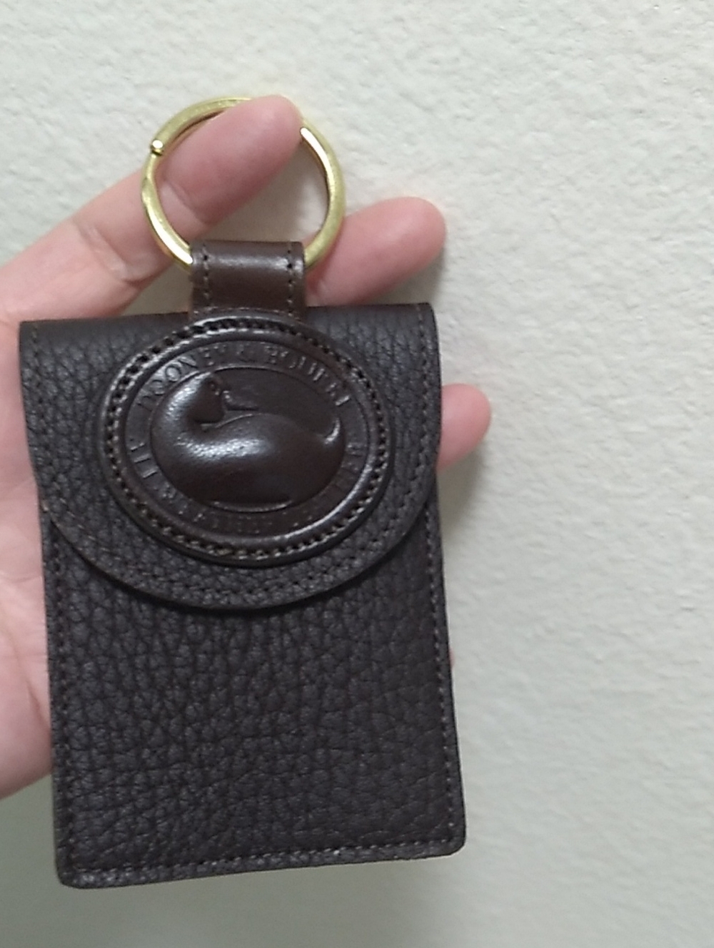 Vintage Dooney & Bourke Brown Leather Keychain Card Holder